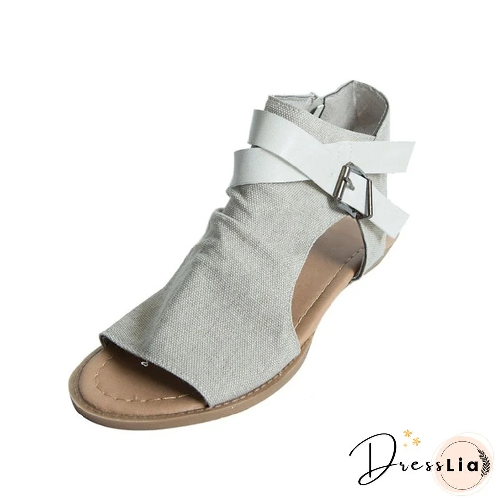 Summer Women Fashion Flat Sandals Girls Retro Roman Buckle Sandals Plus Size