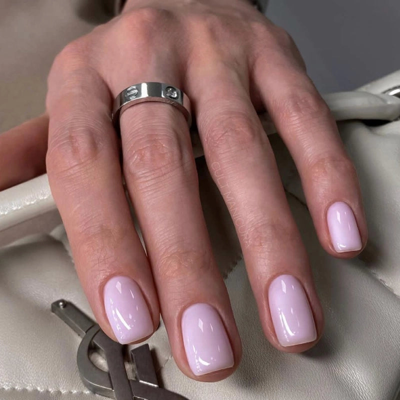 French Style Minimalist Solid Color Plastic Nail Patches 1 Set