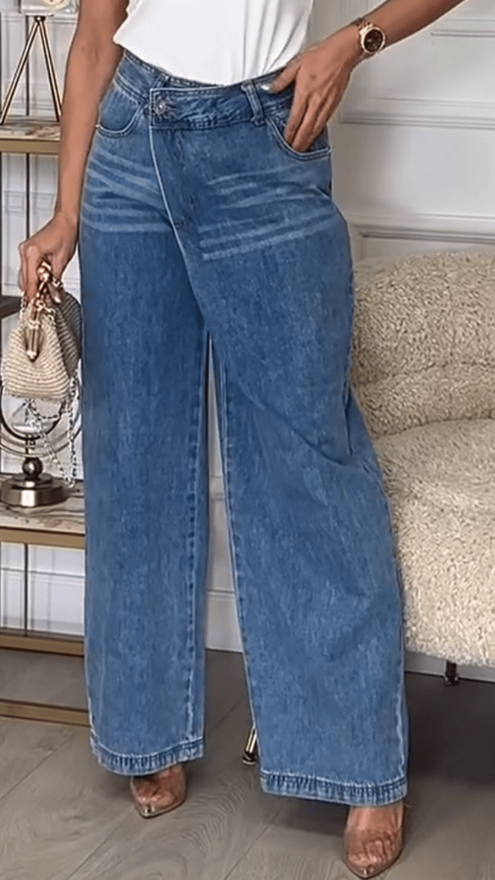 Women's Wide-leg Striped Casual Jeans