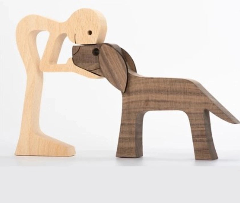 Pastoral Dog Wood Ornaments Artificial Decorations