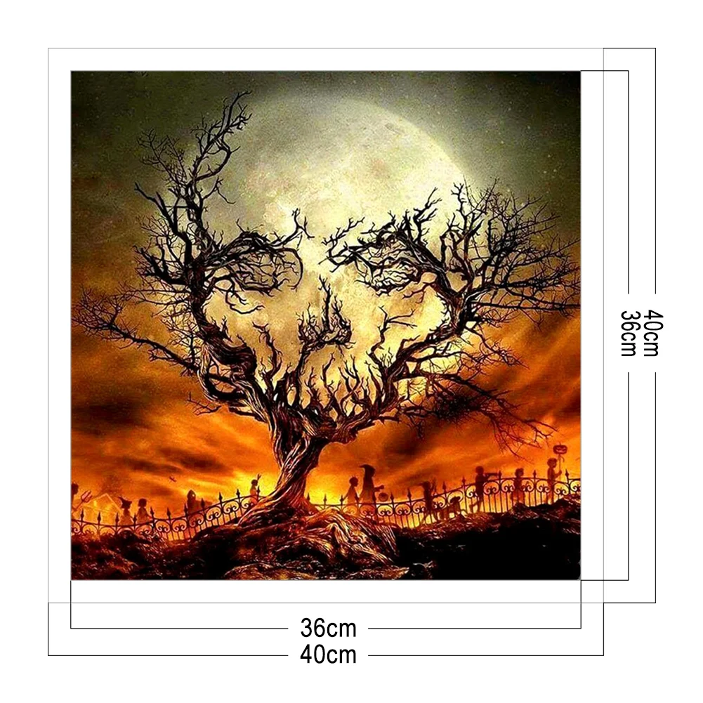 11CT Full Stamped Cross Stitch - Halloween Skeleton Head(Canvas|40*40CM)