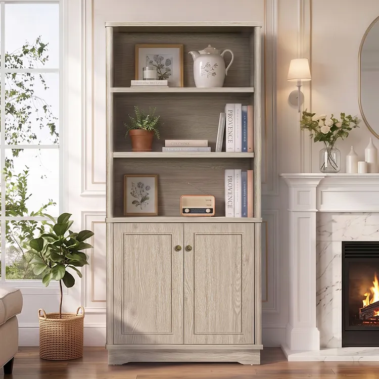 Bestier 71" Farmhouse Bookcase w/Adjustable Shelves & 31.5" Width, 5 Tier Tall Bookshelf for Living Room Office Library