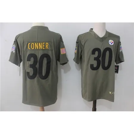 Men's  Pittsburgh Steelers #30 James Conner Olive Salute To Service Limited Stitched NFL Jersey