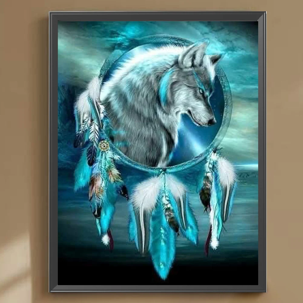 Diamond Painting - Full Round - Wolf Dream Catcher