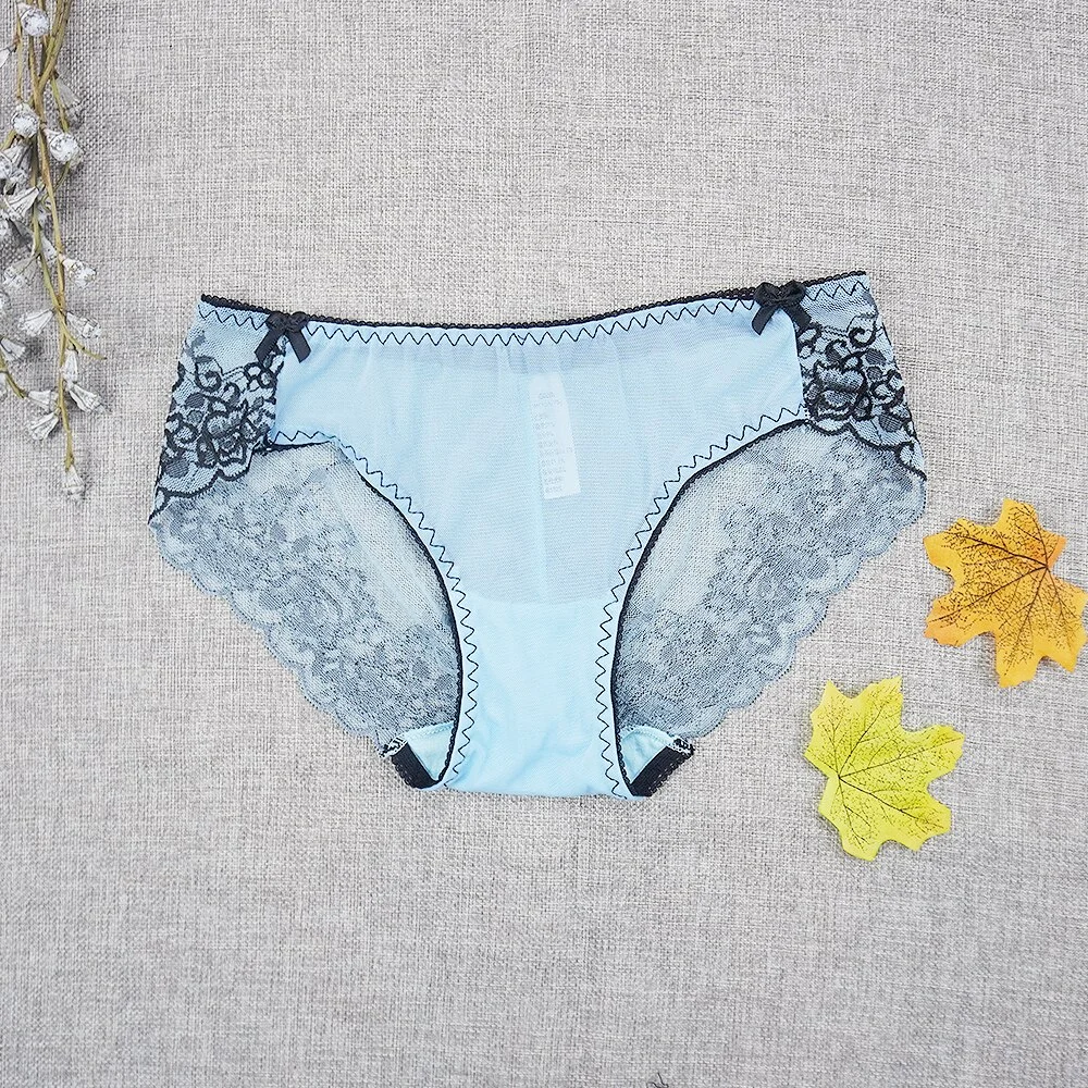 Billionm Embroidery Underwear Erotic Women Panties Lady Lace Sexy Transparent Briefs Mesh Underpants Shorts Panty