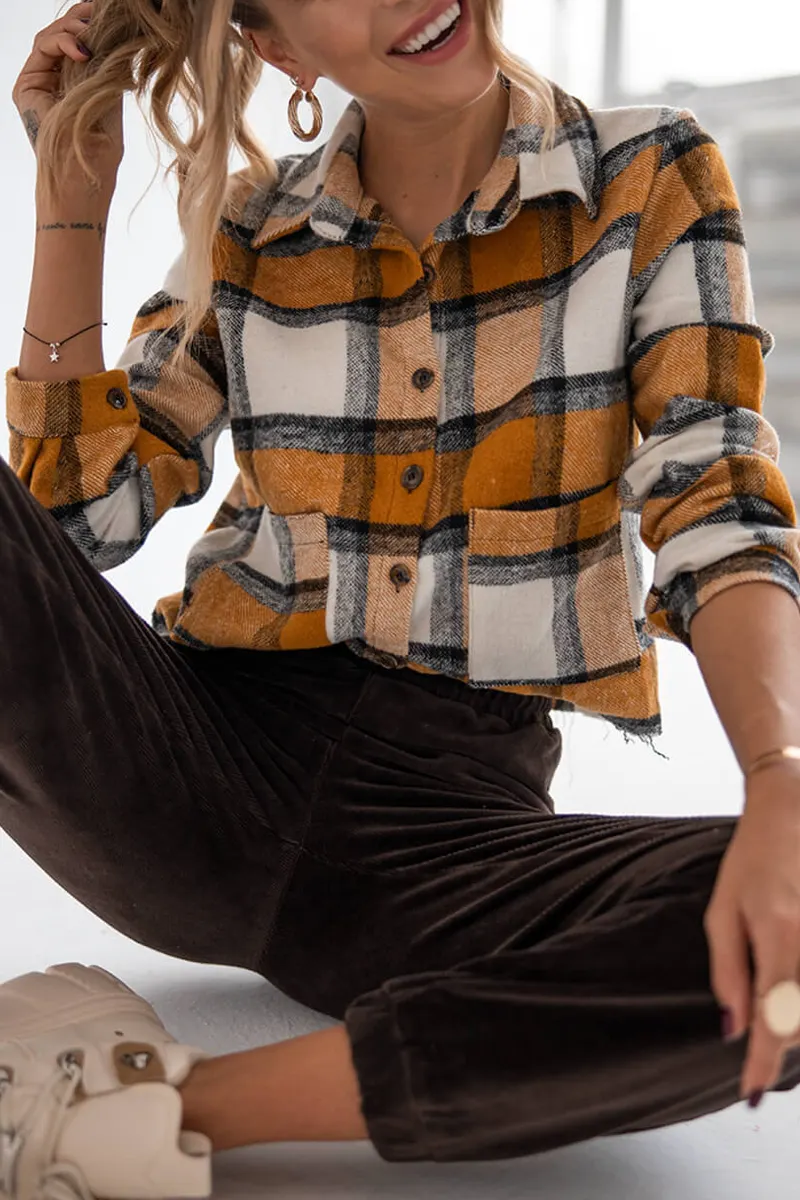 Plaid Casual Shirt Short Coat