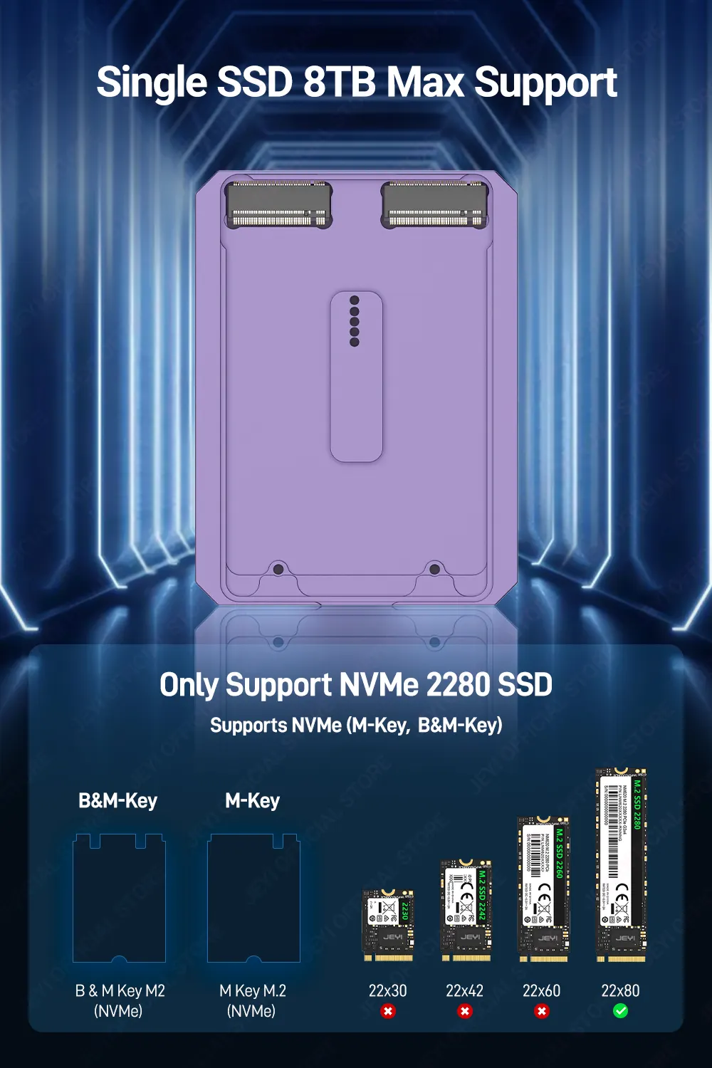 JEYI 4-Bay M.2 NVMe SSD Enclosure with Thunderbolt 4/3 & USB 4