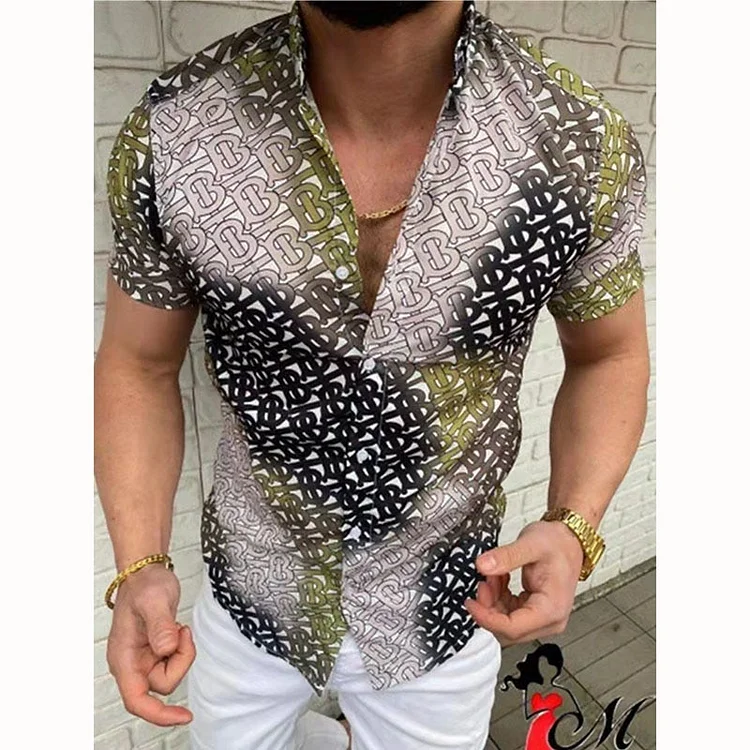 ฿ Pattern Summer Short Sleeve Men's Shirts at Hiphopee