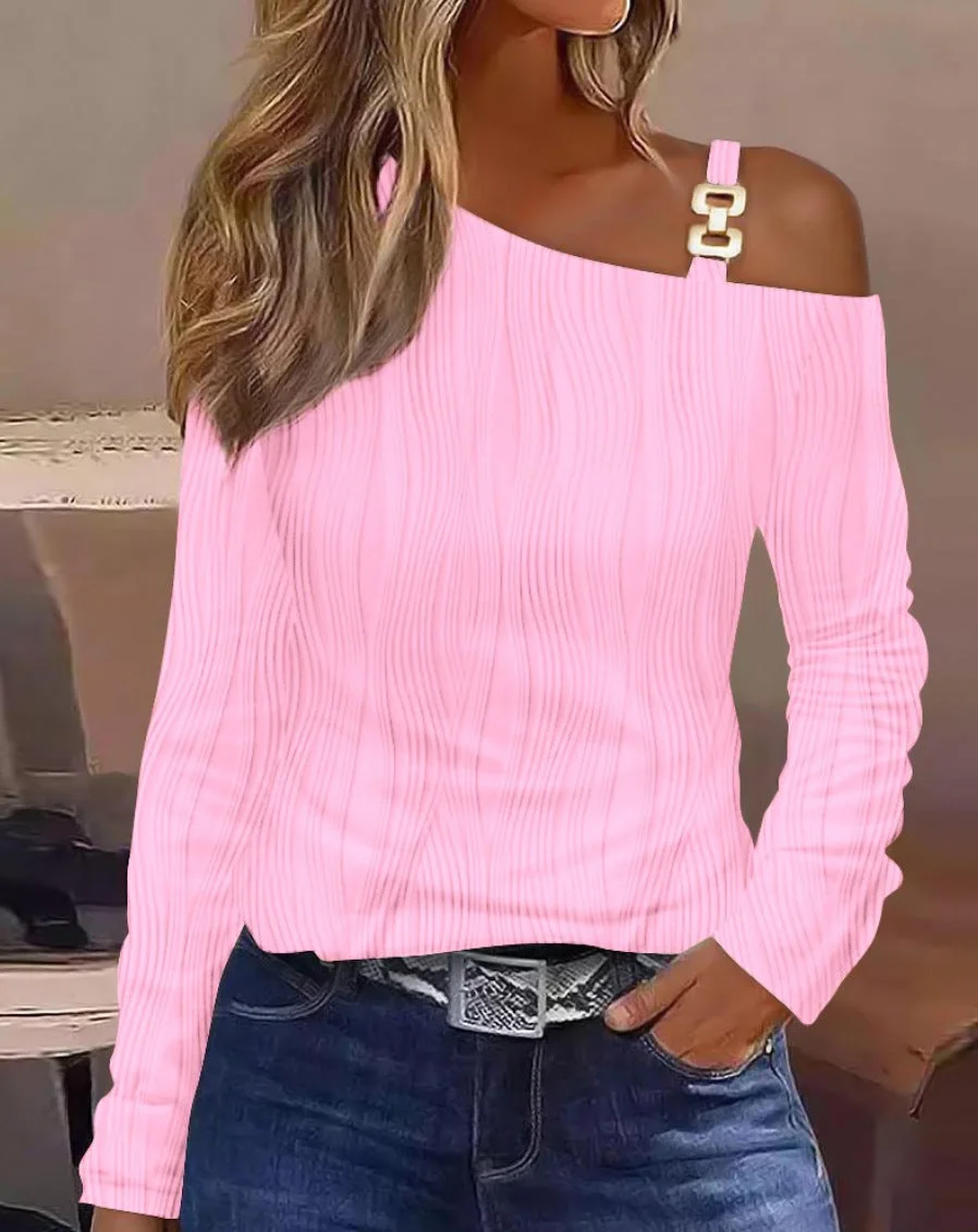 Brownm Autumn Simple Metal Buckle Shoulder Collar Clothing