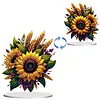 (US Local)Flower Double Sided Effect Table Top Diamond Painting Desktop Ornaments Kit (Sunflower A)