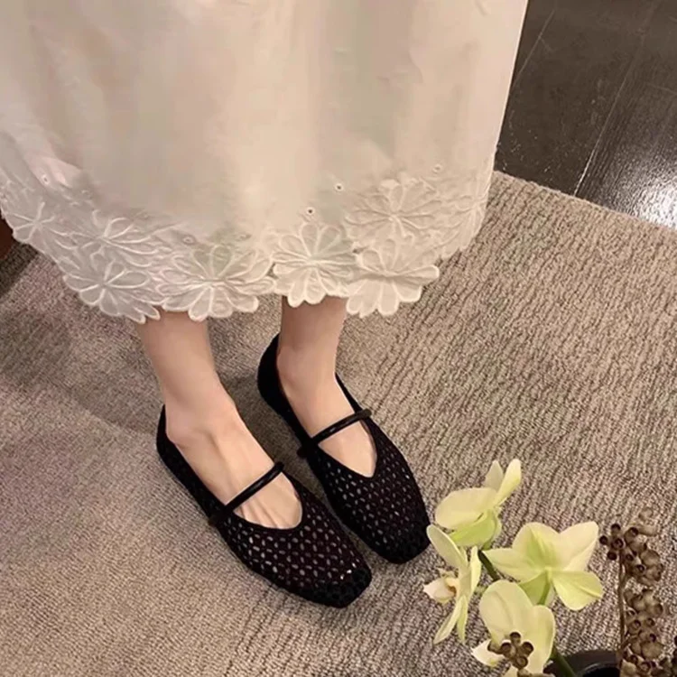 Yyvonne Head Hollow Breathable Weaving Single-Shoe Women 2025 Spring And Summer New Fashion Shallow Temperament Mary Shoes