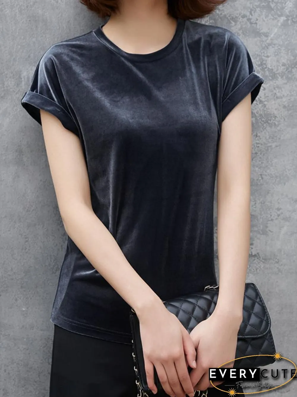 Casual Loose Plain Velvet Shirt