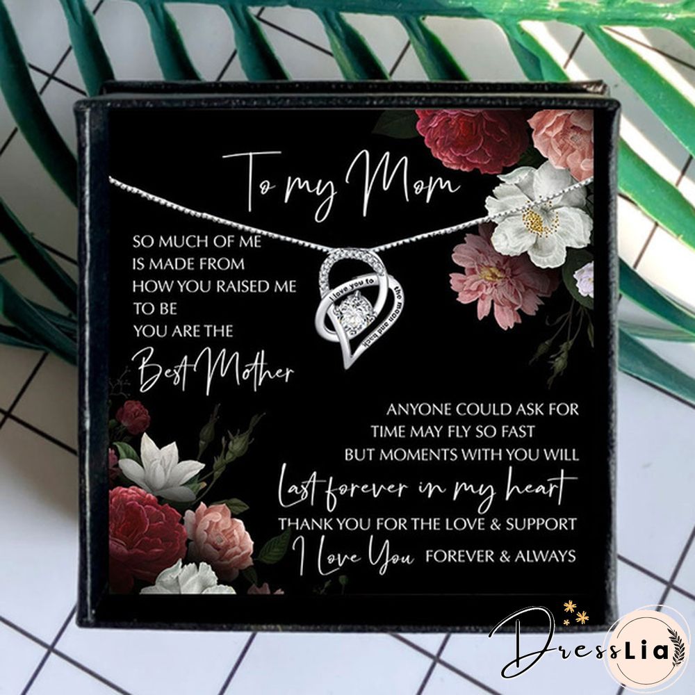 TO MY MOM- 925 Sterling Silver Crystal Heart Necklace