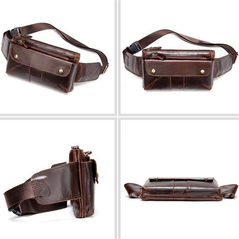 Casual Retro Waist Bag Outdoor Genuine Leather Crossbody Bag