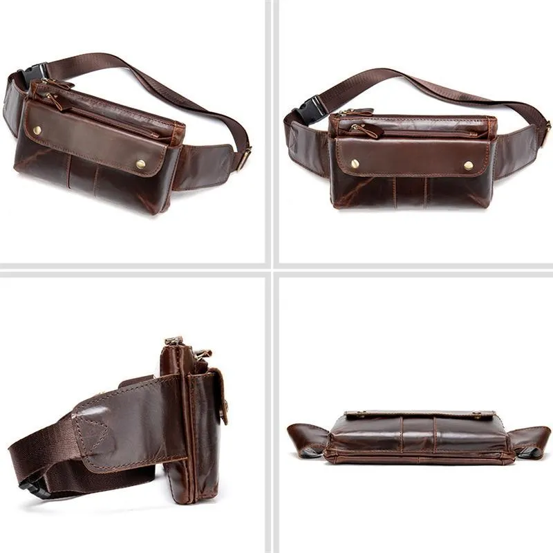 Casual Retro Waist Bag Outdoor Genuine Leather Crossbody Bag