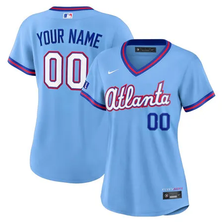 Women's Atlanta Braves Nike Powder Blue 2026 City Connect Stadium Custom Jersey VCX1
