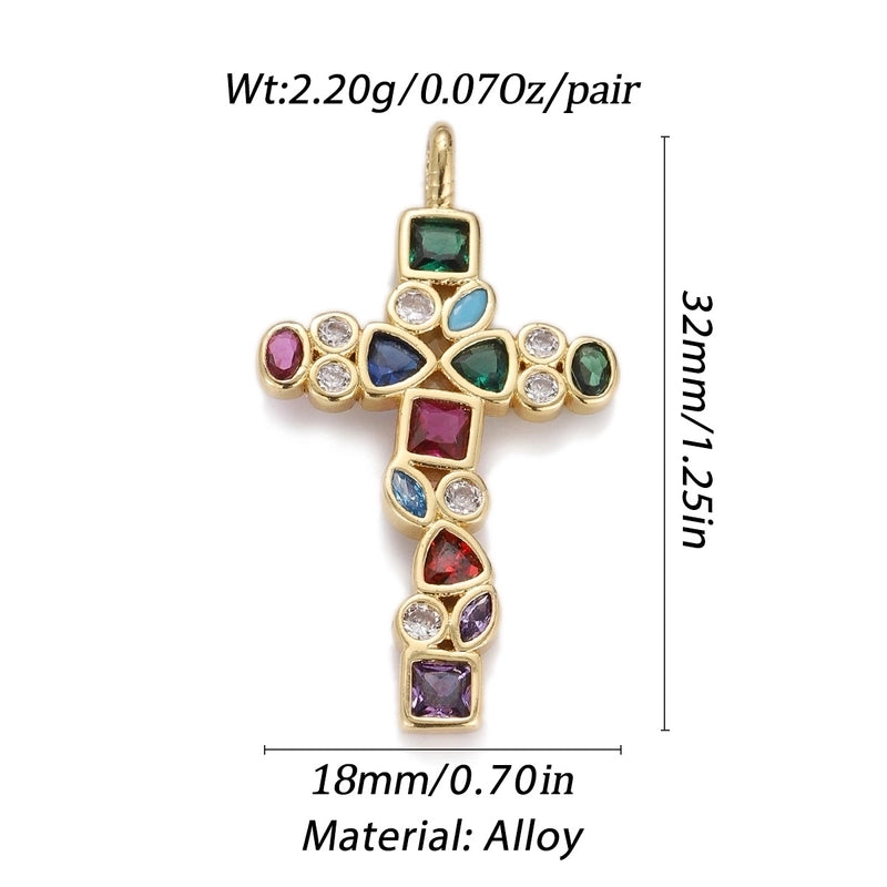 1 Piece Copper Zircon Cross Pendant