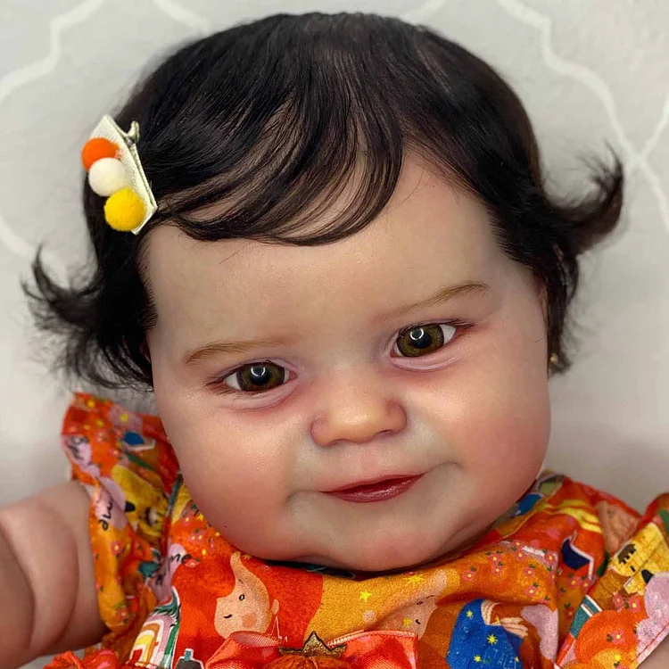 Realistic 20" Soft Touch Silicone Vinyl Body Reborn Baby Doll Girl Bess That Looks Real with Hand-Rooted Brown Hair - Reborndollsshop®-Reborndollsshop®