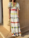 Floral-Print Flared Sleeves Bohemia Maxi Dress