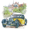 Yellow Classic Car - 14CT Counted Cross Stitch 26*30cm/10.24*11.81in