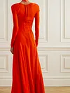 Halterneck Solid Color Long Sleeves Maxi Dress