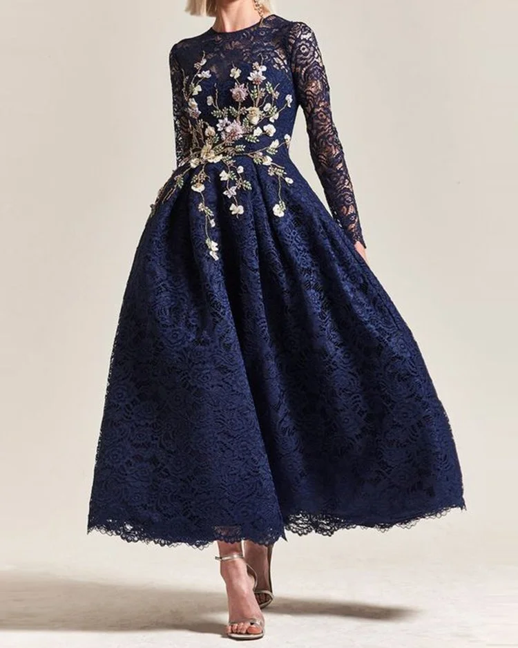 ELEGANT LACE JACQUARD MIDI DRESS