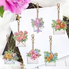 6Pcs DIY Diamond Painting Flower Keychain