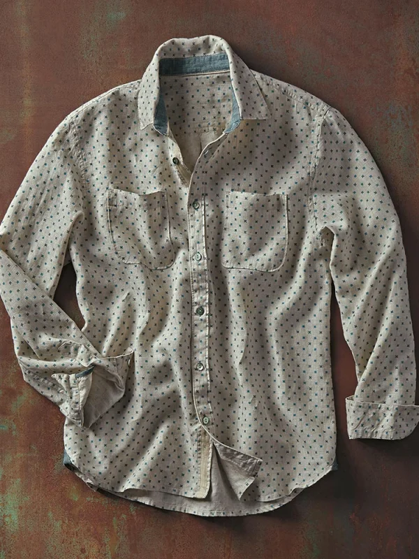 Men's Plaid casual long sleeved shirt