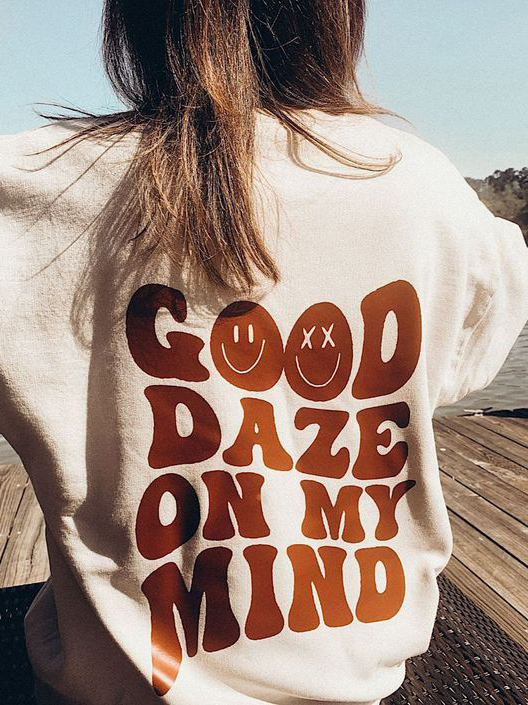 Good Daze On My Mind Printed Women's Casual Sweatshirt / [blueesa] /