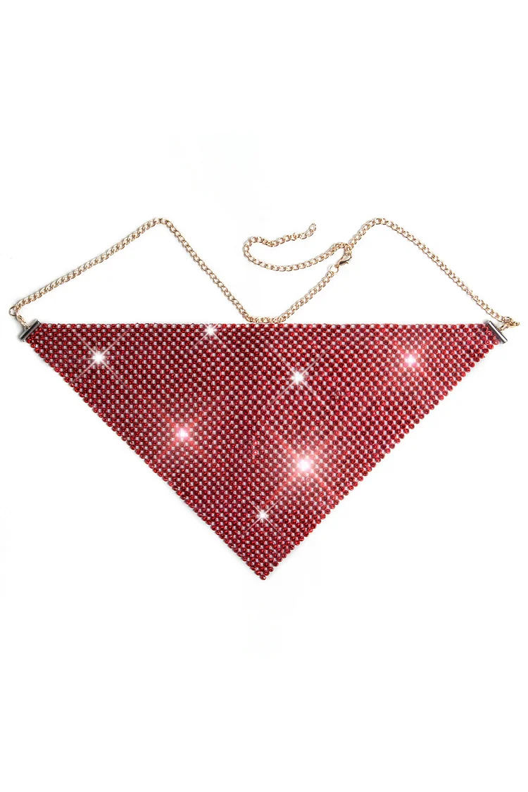 Party Glitter Rhinestones Face Mask-Red