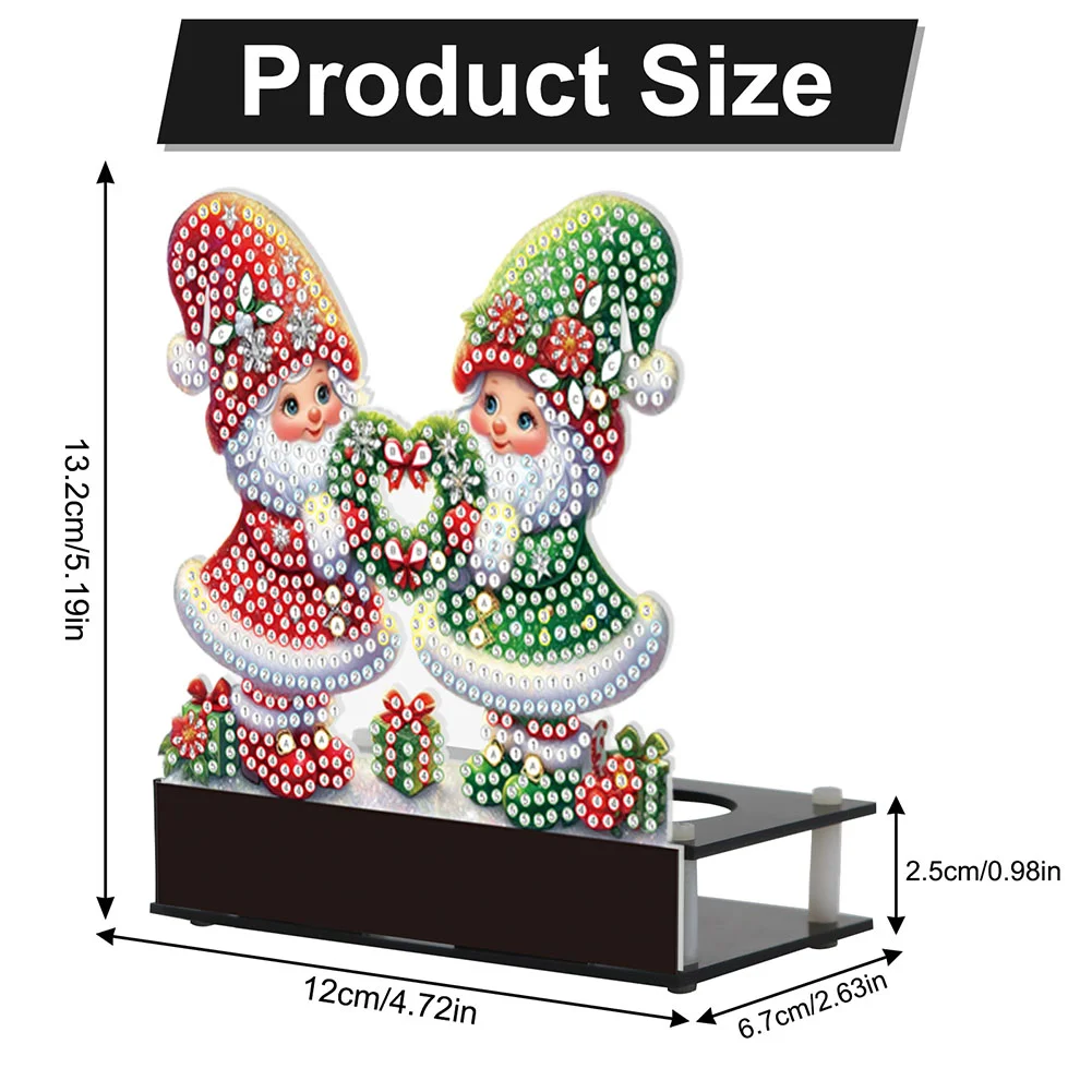 5D DIY Wreath Gnome Diamond Art Mini Candle Holder for Aromatherapy Art Crafts