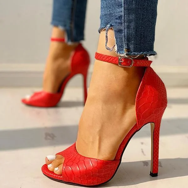 Party Peep-Toe Ankle Strap Thin Heels