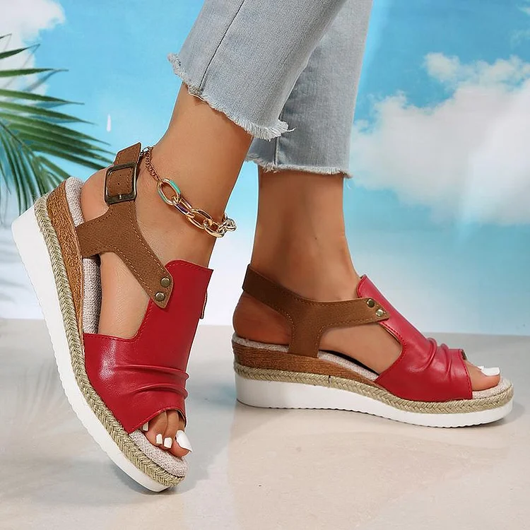 Women's Thick-Soled Buckle Wedge Sandals shopify Stunahome.com