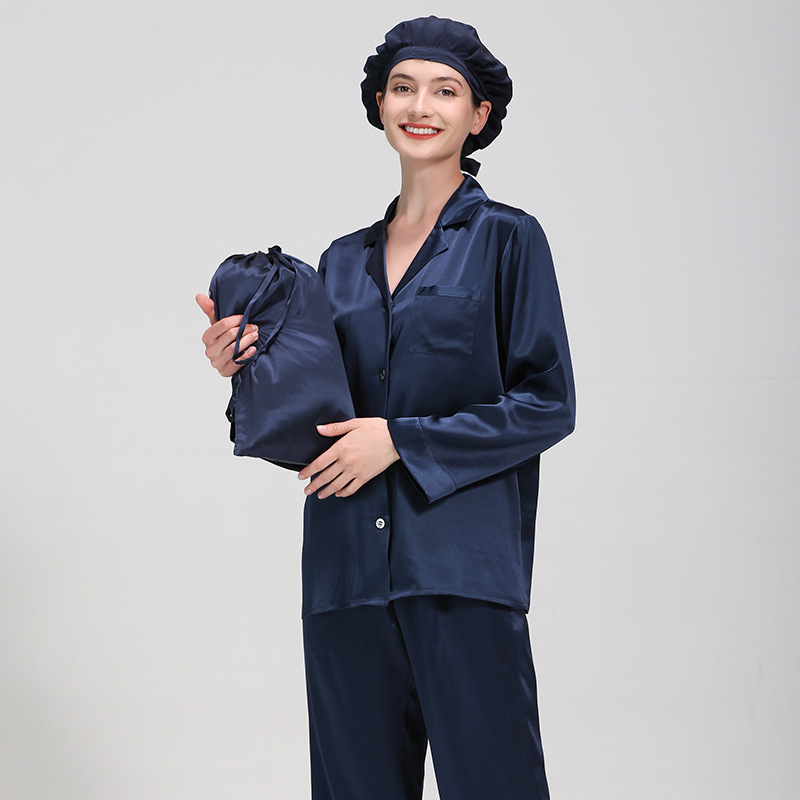 Pyjama en soie qualité premium Bleu 2