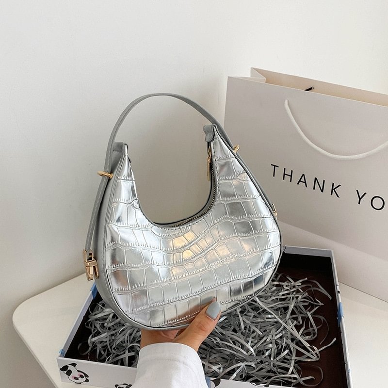 PU Leather Women Luxury Designer Handbag Purses 2022 Fashion Vintage  Double Zipper Half Moon Crescent Hobos Shoulder Bags US Mall Lifes