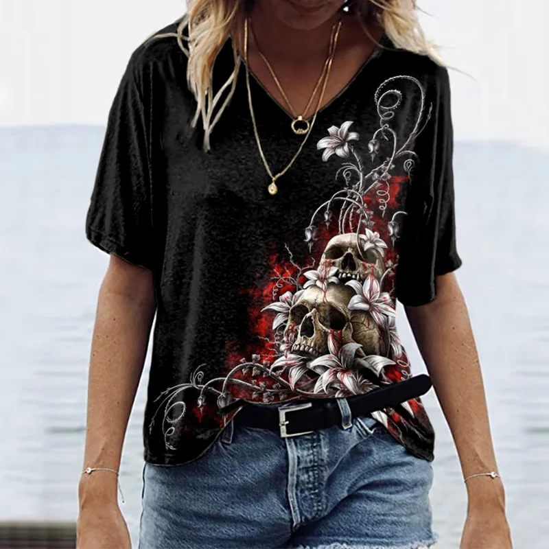 Floral Skull Short Sleeve T-Shirt