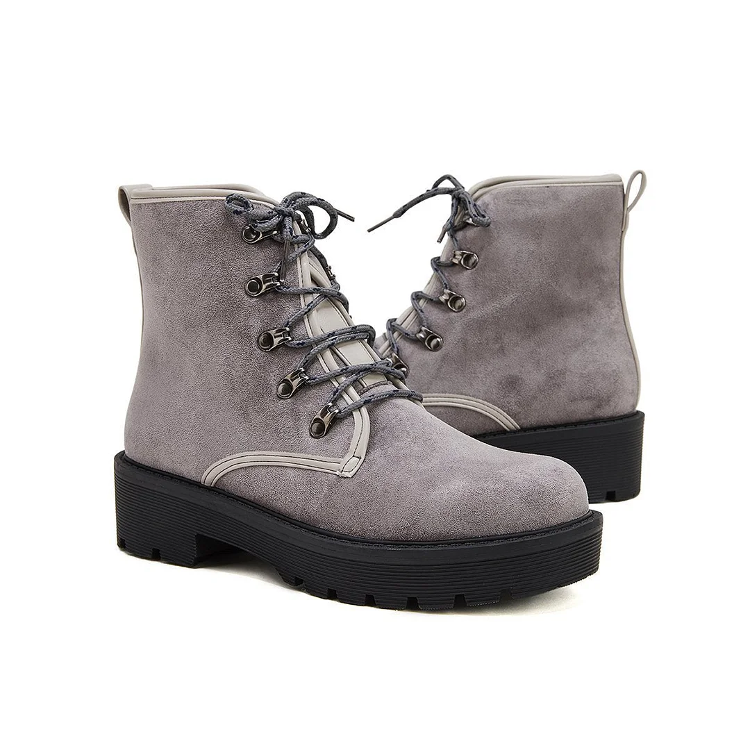 Women Trendy Suede Lace-Up Snow Boots