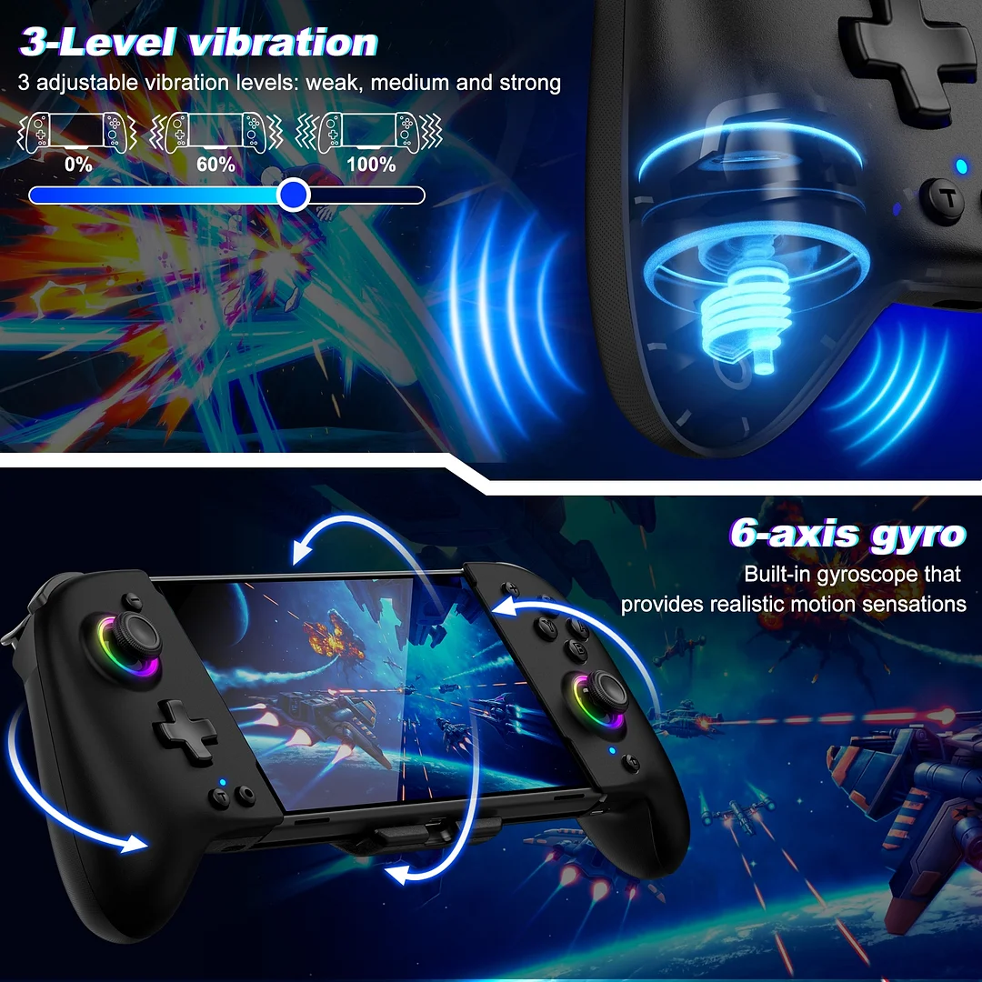 复制Switch Controller for Switch/Switch OLED, QQV One-Piece Joypad Controller Replacement for Switch Pro Controller, Switch Controllers Remote with Adjustable TURBO,RGB