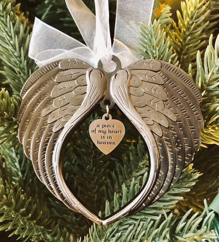 Memorial Angel Wings Heart Ornament A Piece of My Heart Is In Heaven
