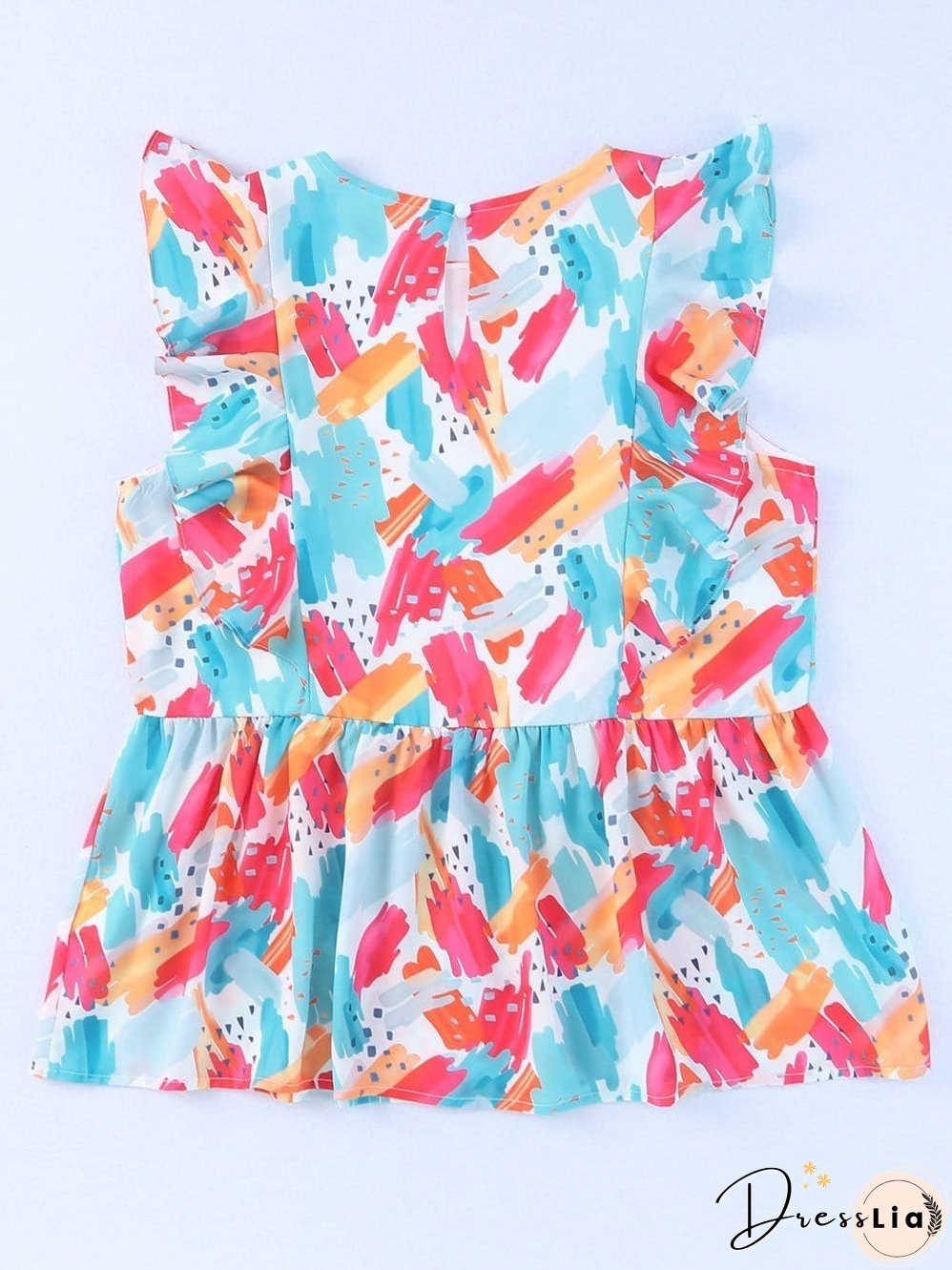 Dreamy Sky Brush Stroke Ruffle Peplum Blouse