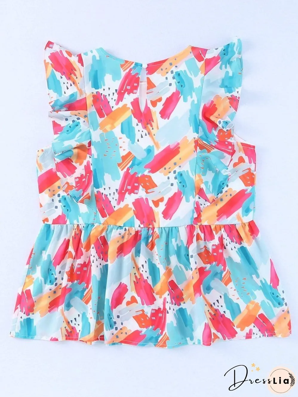 Dreamy Sky Brush Stroke Ruffle Peplum Blouse