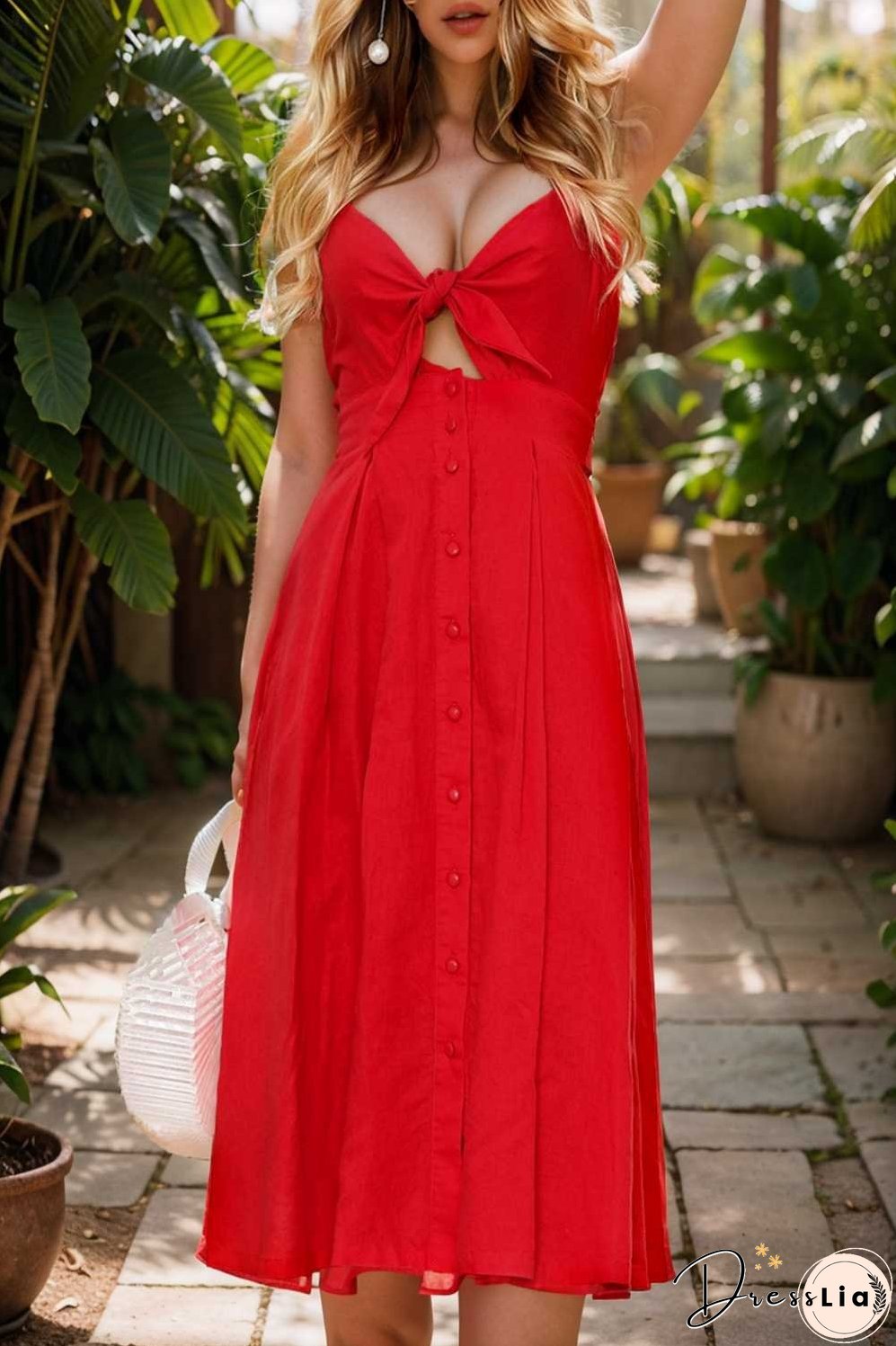 floral v neck tie spaghetti strap beach midi dress