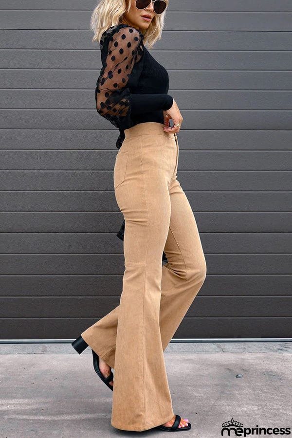 Autumn Mood Corduroy Pocketed Flare Pants