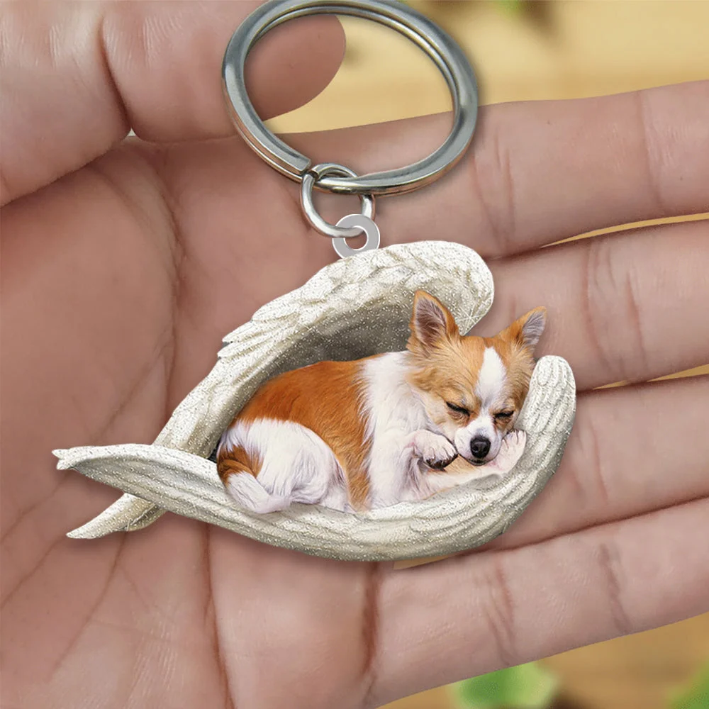 Chihuahua Sleeping Angel Acrylic Keychain