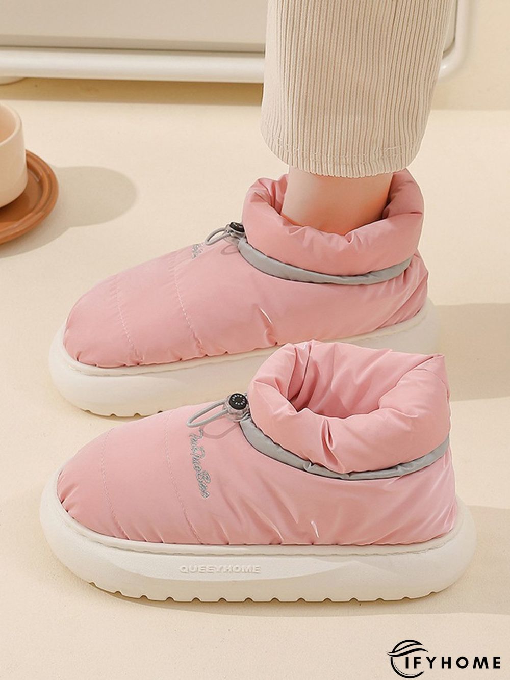 Waterproof Fabric Quilted Non Slip Lined Slipper Boots | IFYHOME