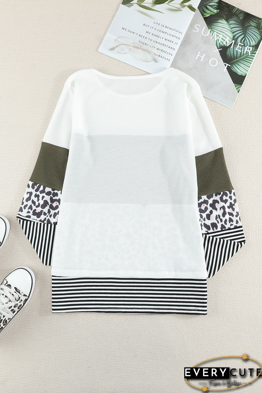 Leopard Splicing Stripes Top