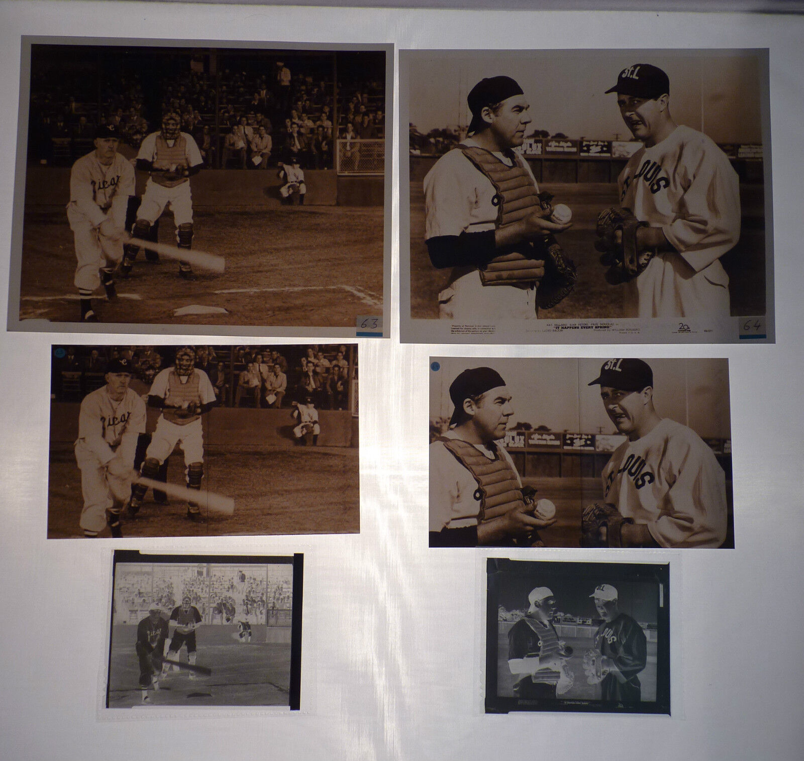 Millard Peters It Happens Every Spring Movie Sepia (4) Photo Poster painting (2) Negative Lot