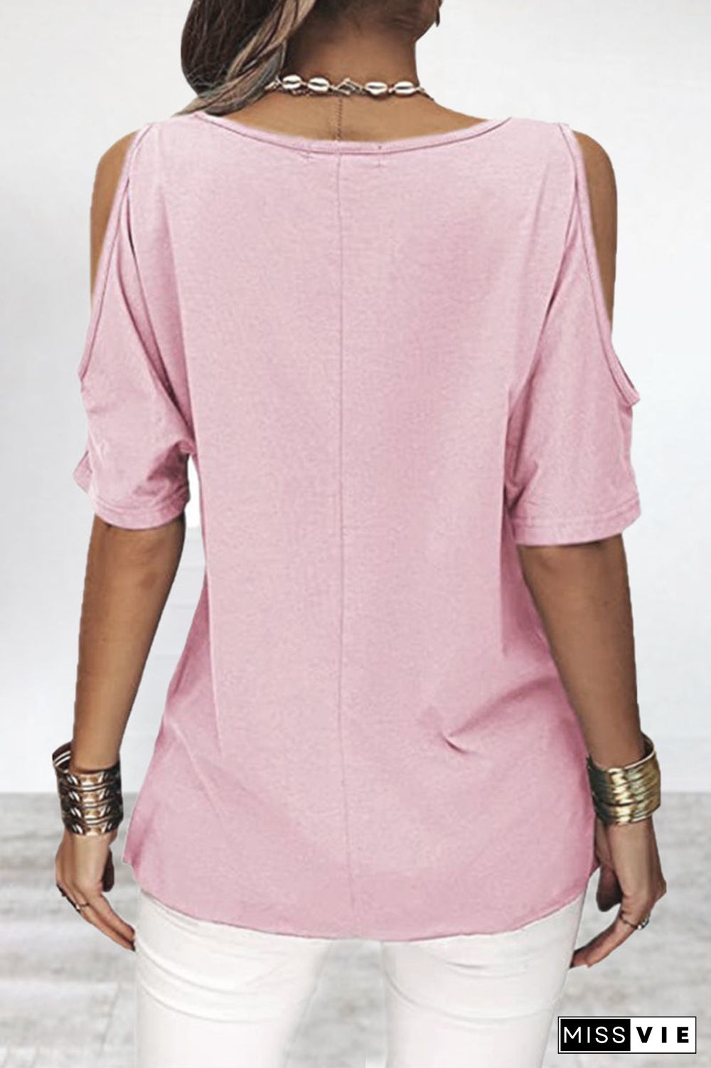 Casual Simplicity Solid Asymmetrical O Neck T-Shirts