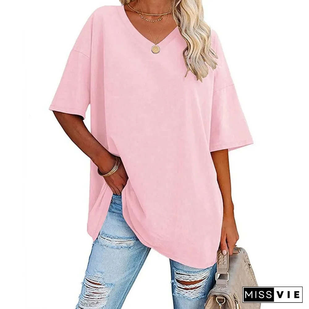 XS-8XL Spring Summer Tops Plus Size Fashion Clothes Womens Casual Short Sleeve Tee Shirts