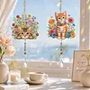 2Pcs Diamond Painting Acrylic Double Sided Cat Wind Chime Suncatcher with Crystal Hanging Pendant